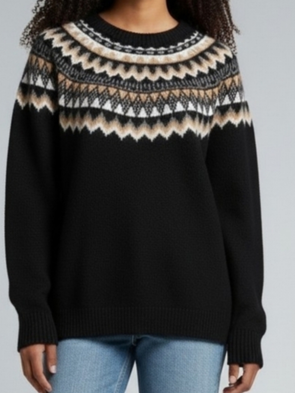Talbots Black and Tan Raglan Crew Neck Sweater M